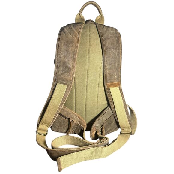 Wilsons Leather M. Julian Suede Backpack Tan Distressed Brass Buckle rare unique main image 12